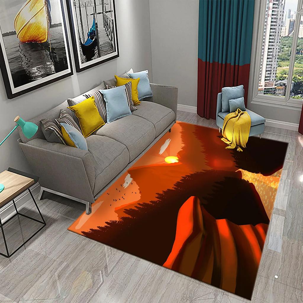 3D Colorful Cartoon Sunrise Carpet for Bathroom Entrance Non-Slip Mat Kitchen Living Room Kids Bedroom Decor Floor Carpet Rugs