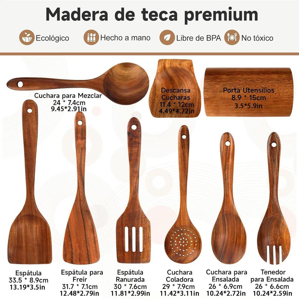 

Kitchen Utensils Set Hangable Serving Baking Kitchen Wooden Utensils Spoons Spatulas for Apartment Catering Truck Dorm Meal Prep