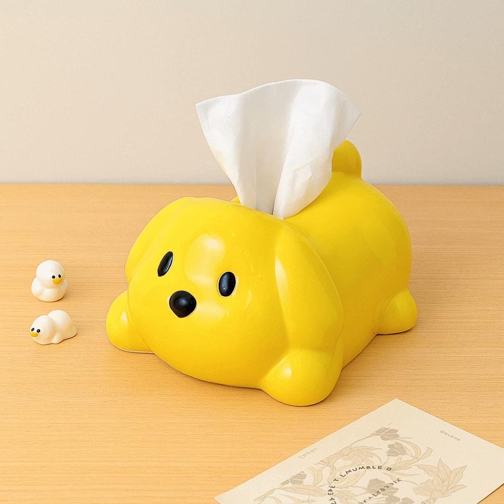 Cute Dog Tissue Box Ceramic Toilet Paper Box Animal Shape Napkin Holder  Bedroom
