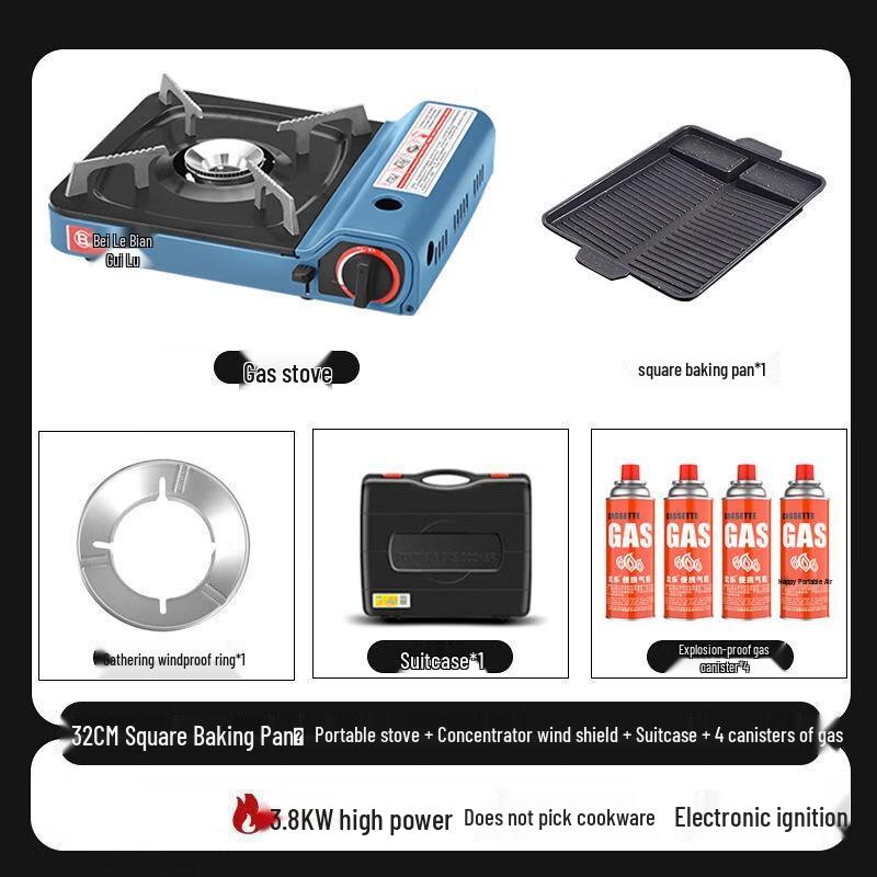 OEING Portable Outdoor Cassette Stove with Grill Pan Set Standard Kit