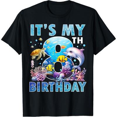 It’s My 8th Birthday Ocean 8 Years Old Sea Aquarium Birthday T-Shirt
