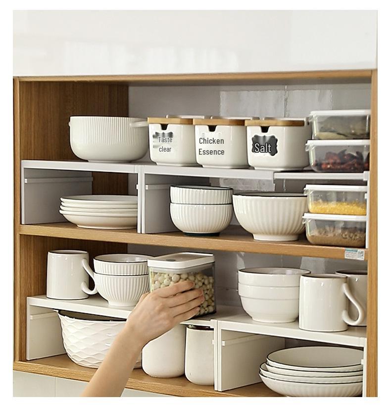 Retractable Kitchen Storage Rack - Countertop, Cabinet, Layered Shelves, Spice Organizer, Pot & Dish Rack.