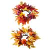 Fall Candle Ring Maple Leaves Harvest Day Wreath Ring Holder Small Wreath Pillar Candle Holder Farmhouse Wreath Festival