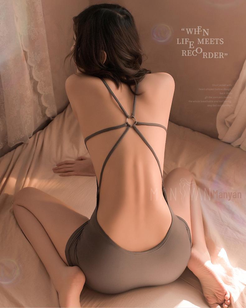 Manyan Women's Sexy Backless Cross Strap Nightdress - One-Piece Lingerie for Clubwear
