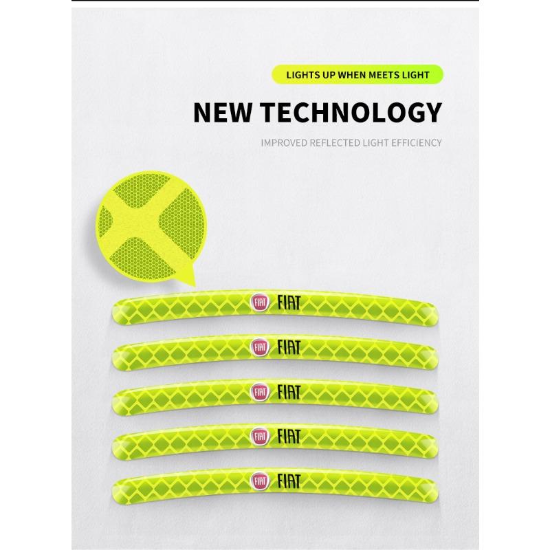 Car Wheel Hub Reflective Stickers Tire Rim Luminous Accessories for FIAT Abbas 500 Grande Stilo Freemont Punto Astra Bravo Ducato