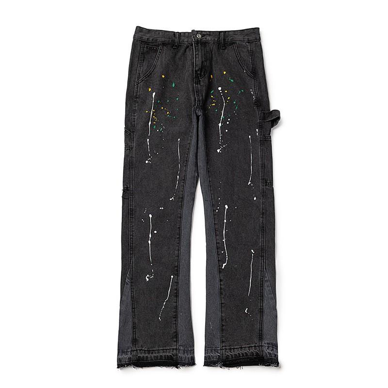 25Gallery Dept Patchwork Splash Flared Jeans Men High Street Trousers