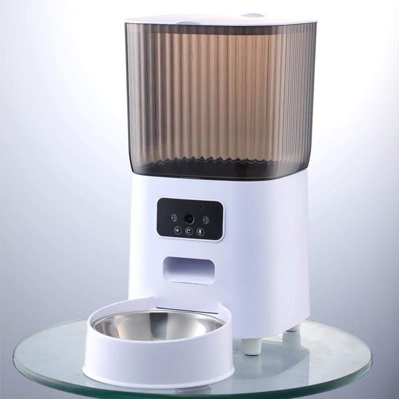 Mangiatoia per Animali Domestici da 5L con Fotocamera Mangiatoia Automatica per Gatti Dispenser Intelligente per Cibo per Cani WiFi Temporizzazione Quantitativa Ciotola di Alimentazione in Acciaio Inossidabile