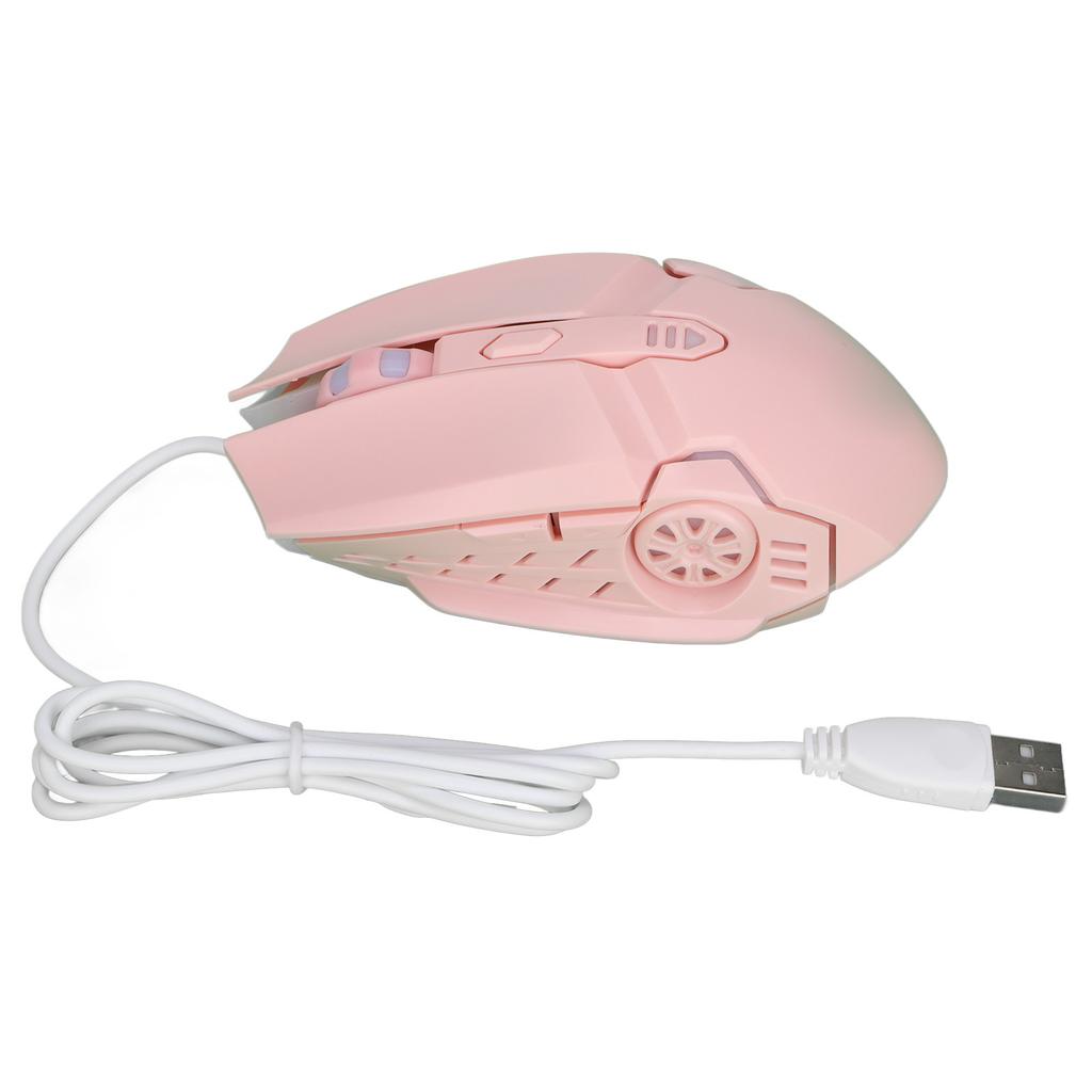 USB Mouse 4 Cool RGB Lighting DPI Adjustable Ergonomic Computer Supplies for PC Laptop6D Pink
