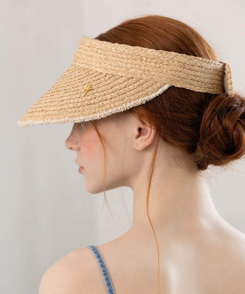 Tatiana Greek Velcro Natural Raffia Sun Visor Ht8181