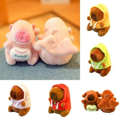Cute Capybara Plush Toy Keychain Hoodie Stuffed Animals Simulation Doll Small Size Anime Fluffty Toy Plush Pendant Birthday Gift