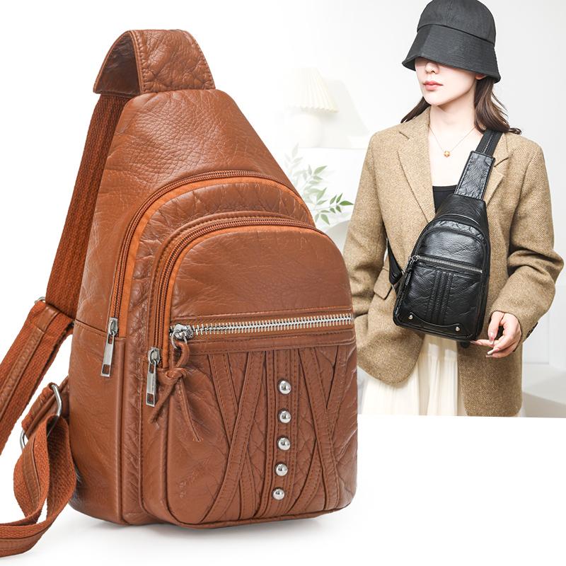 Women's Shoulder Bag PU Chest Bag Lightweight Travel Crossbody Bag