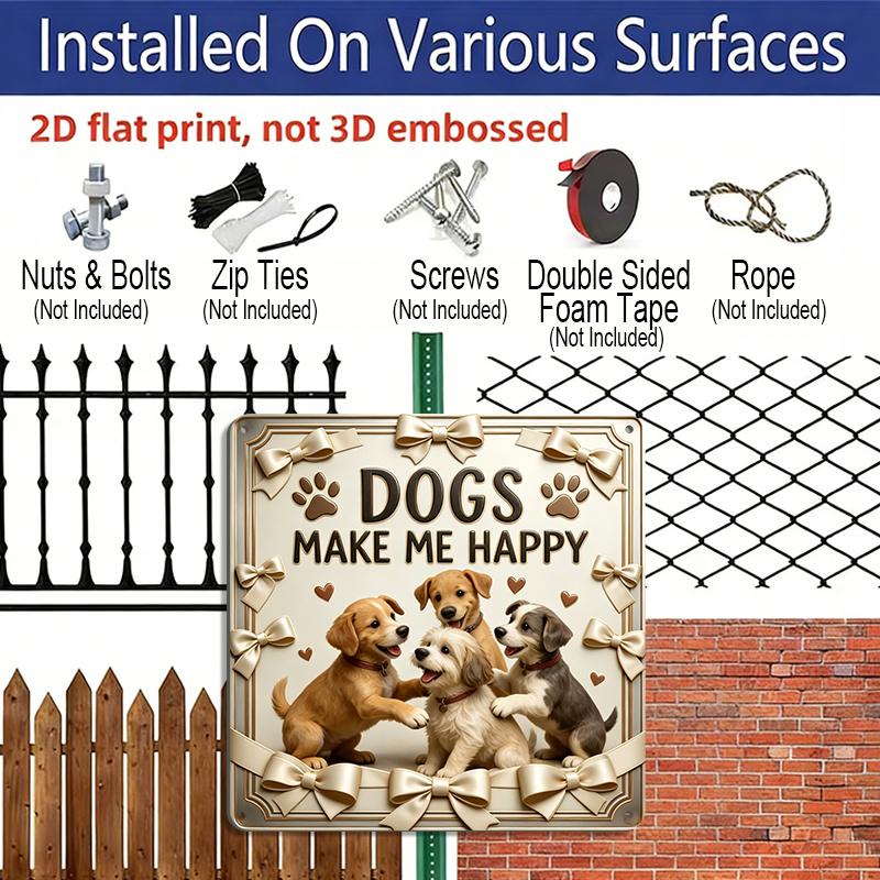 2D Flat- 1pc, Cute Dog Healing Vintage Square Aluminum Sign, Playful Cute Dog Healing Text Theme Decoration Hallway or Living Room Joyful Display