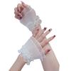 Stretchy Chiffon Wrist Cuffs With Artificial Pearls Adjustable Lace Hand Sleeves Covers For Daily Wear Anime Costume