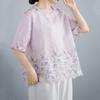 Short sleeve Oversized cotton vintage floral Casual loose t shirt tops Women summer t-shirt