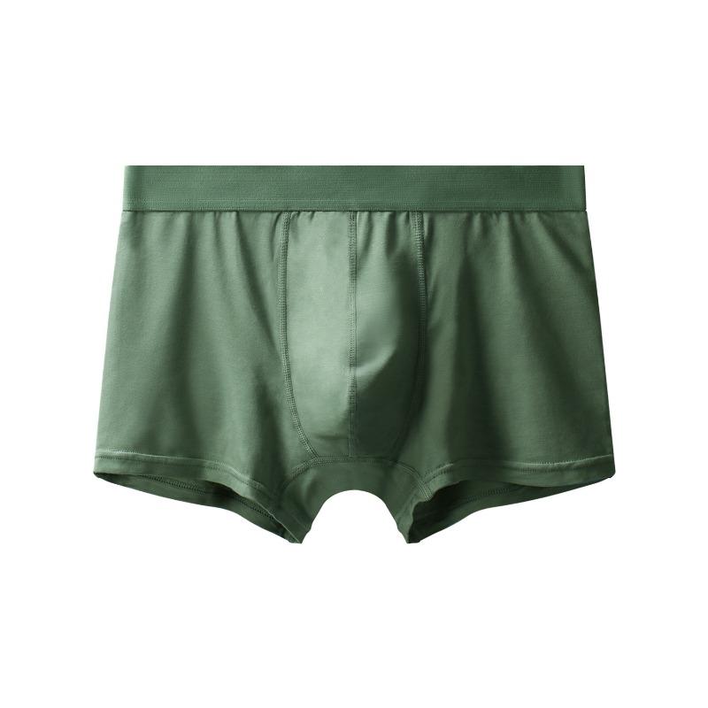 Antibacterial Solid Color Modal Mid Waist Men Boxer Brief Underwear