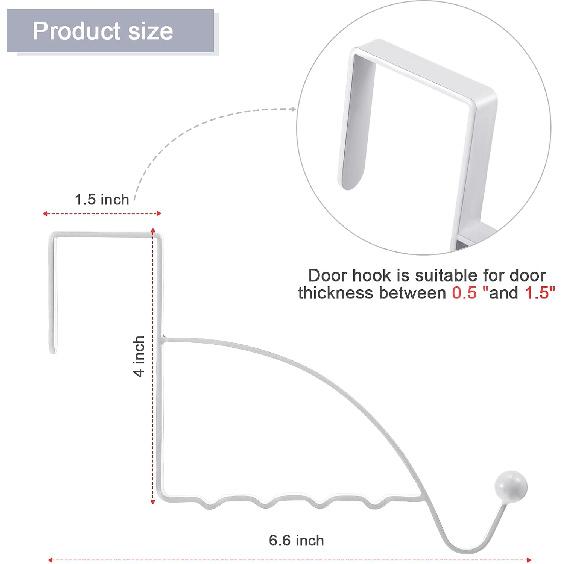 Hotop 2 Pcs Over The Door Hooks Over Door Hanger Sturdy Valet Hooks Mounted Hanging Storage Organizer Rack for Clothes Coats Towels Hats Scarves