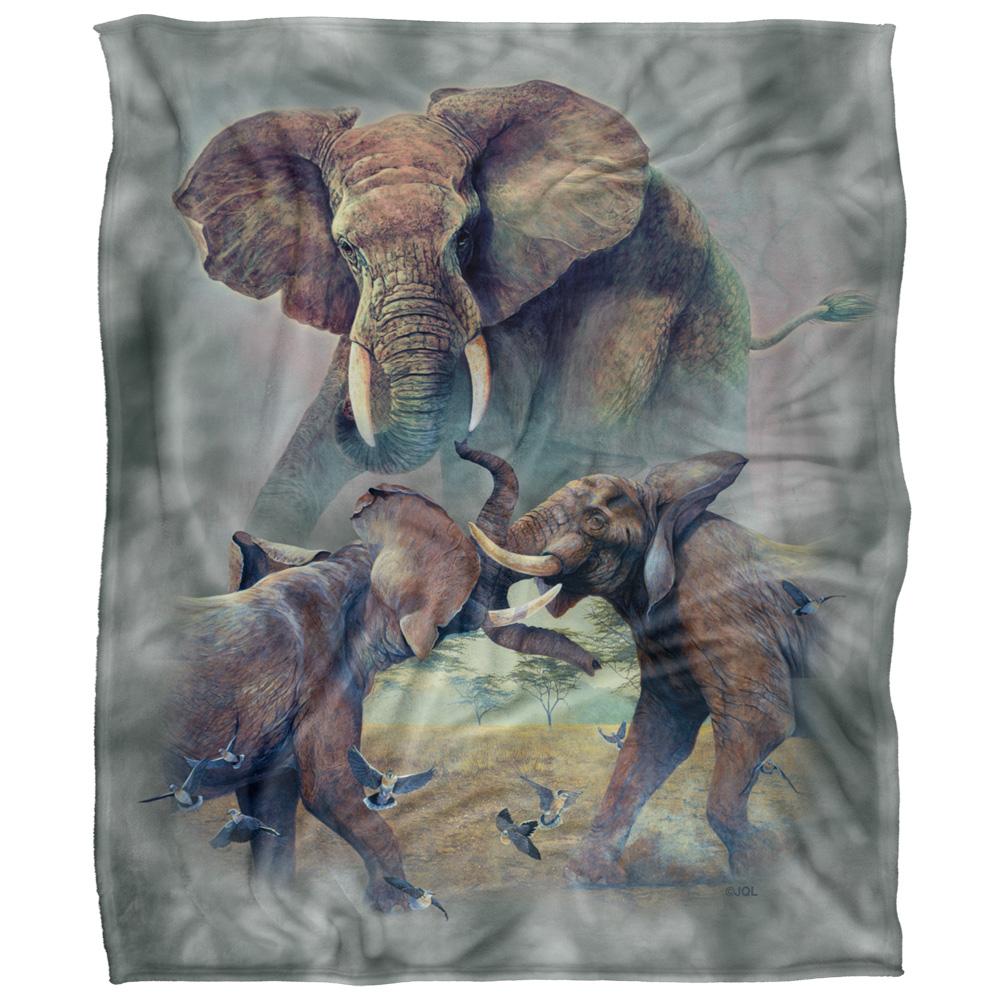 JQ Licensing Silky Fighting Elephants Supersoft Blanket