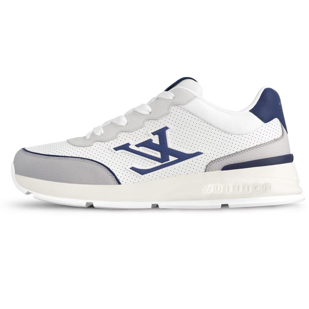 Louis Vuitton Classic Cow Leather Low Top Casual Shoes Men's Sea Blue 1AHSUW