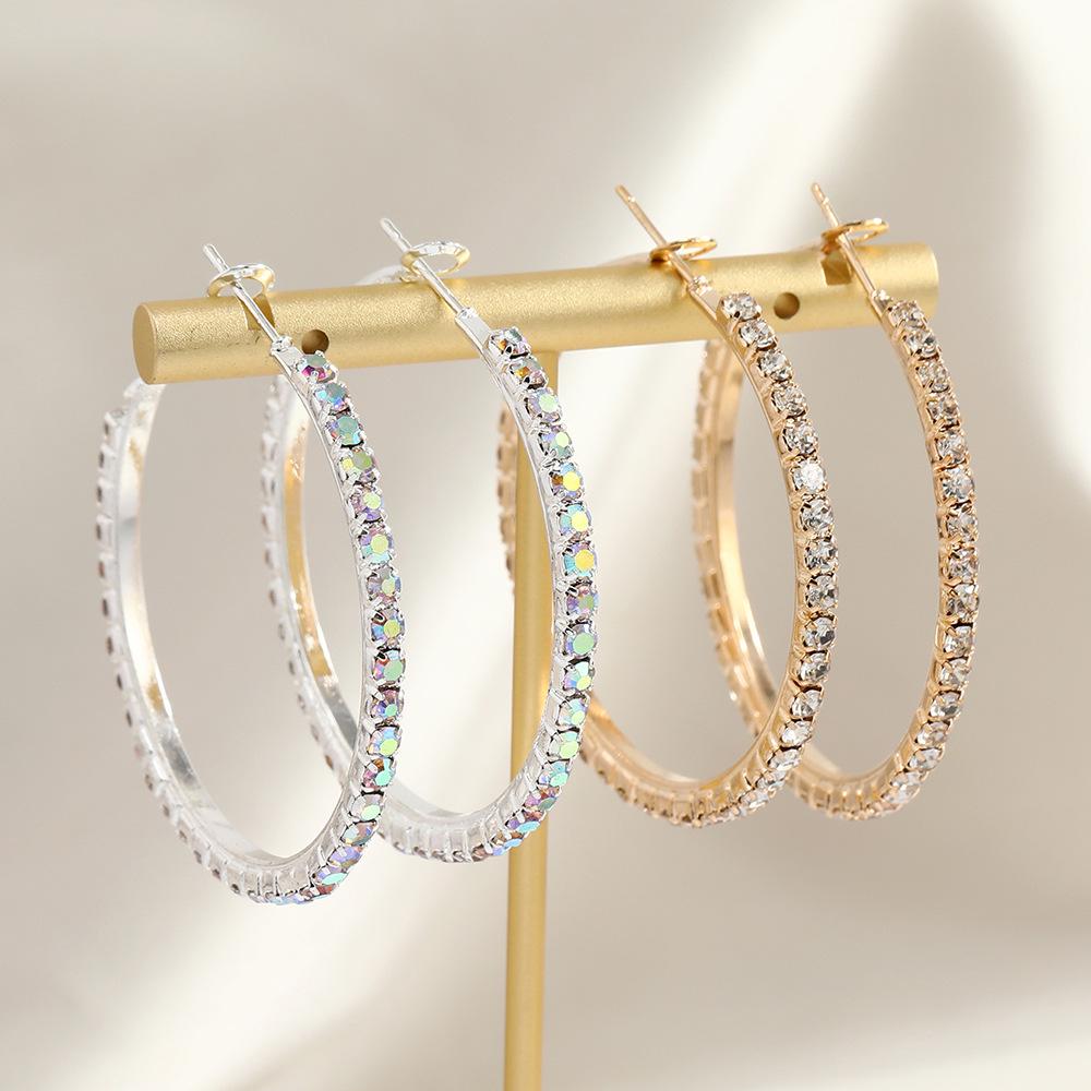 Korean Chic Luxury Diamond C-Shape Hoop Earrings
