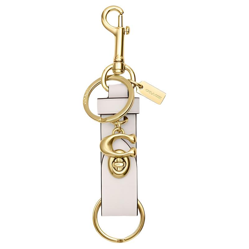 COACH ogo pendant snap buckle calfskin bag decoration key ring bag peripheral women s white White белый