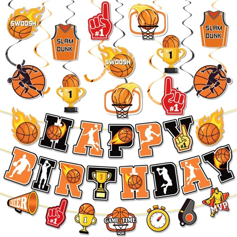 Basketball Theme Party Decorations With Banners Balloons And Cake Toppers For Sports Celebration And Kids Birthday Event