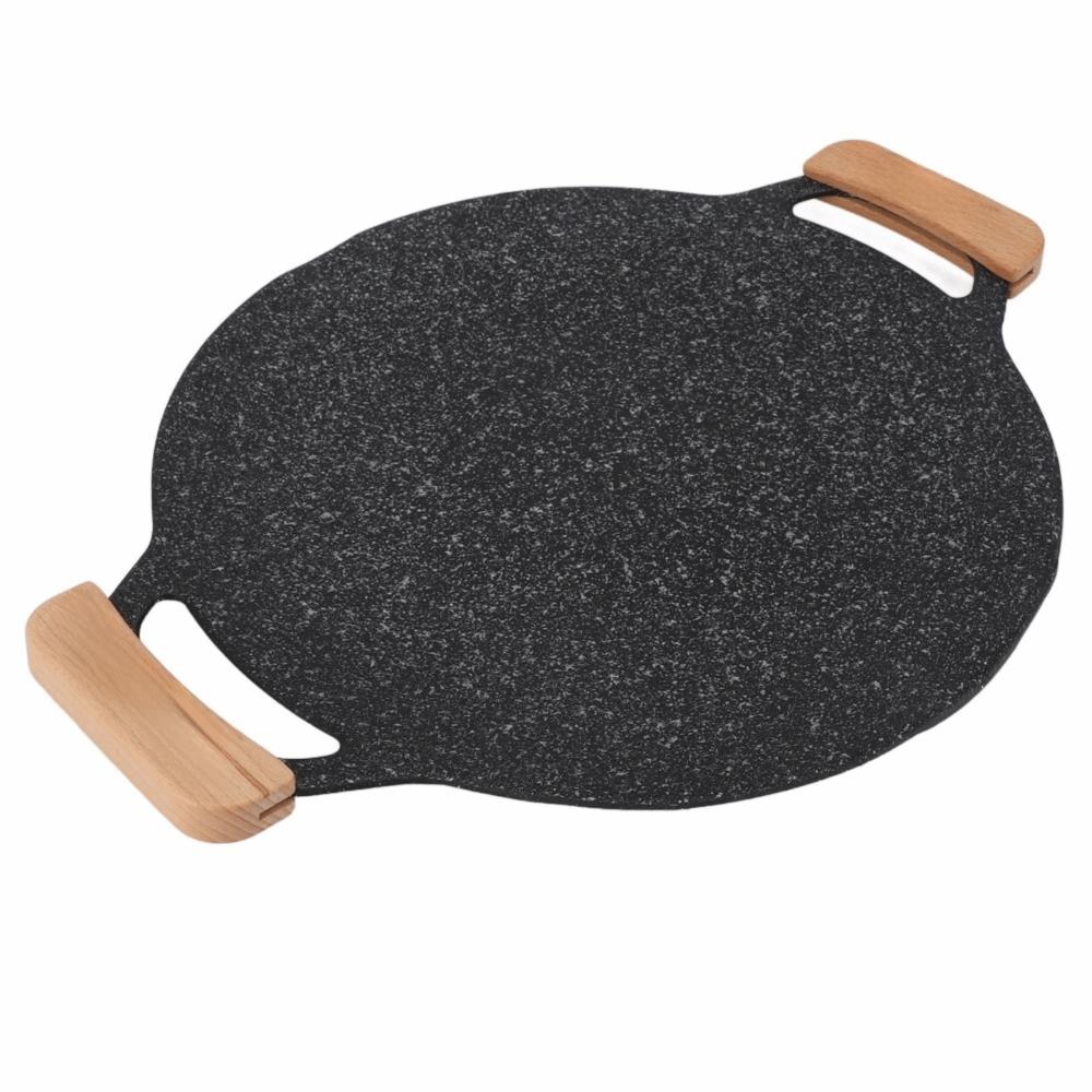 Black Korean Grill Pan Stone Coating Cooking Plate Easy To Clean BBQ Griddle  Tabletop BBQ
