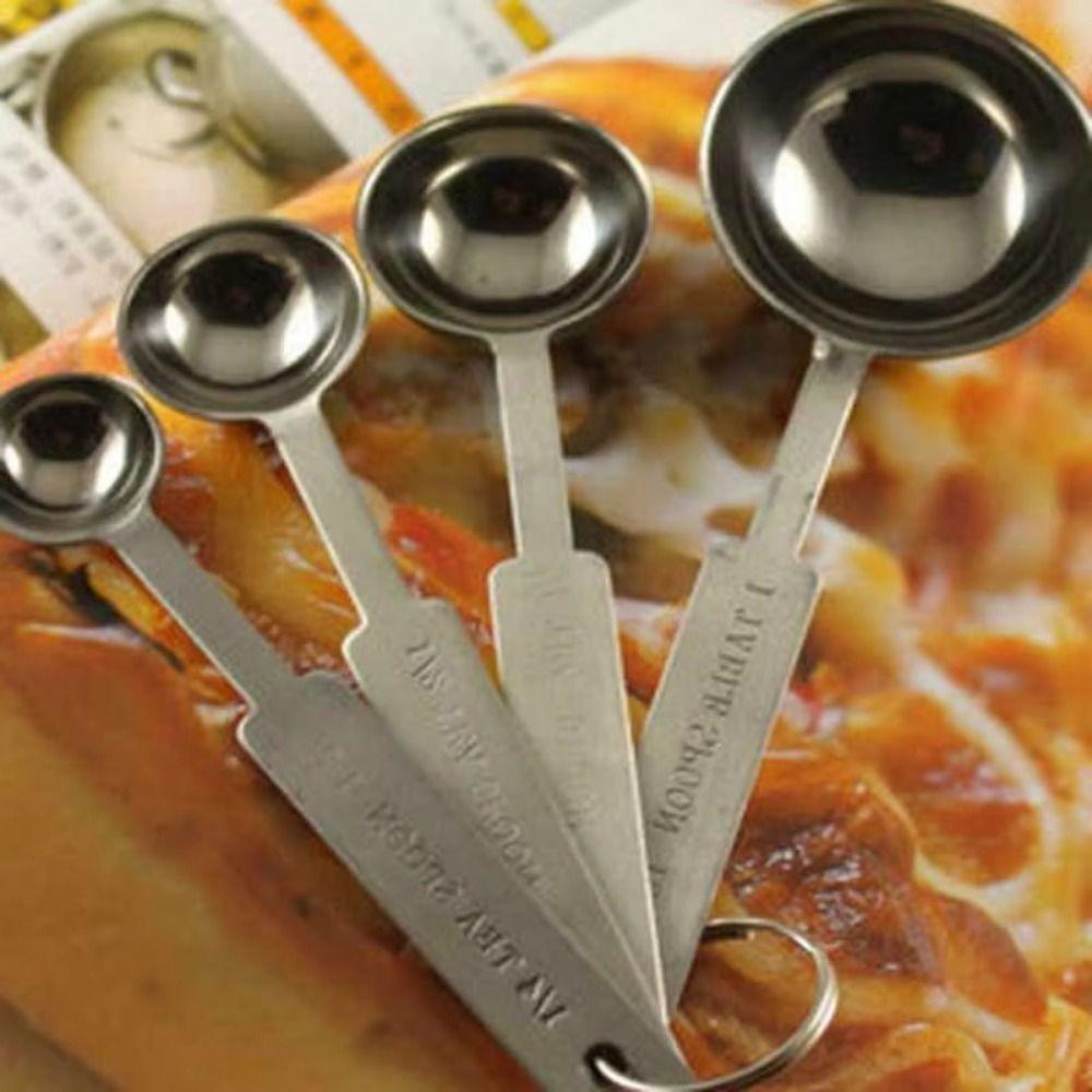 4Pcs Long Handle Measuring Cups Set Stainless Steel Coffee Sugar Scoop  Measuring Scale