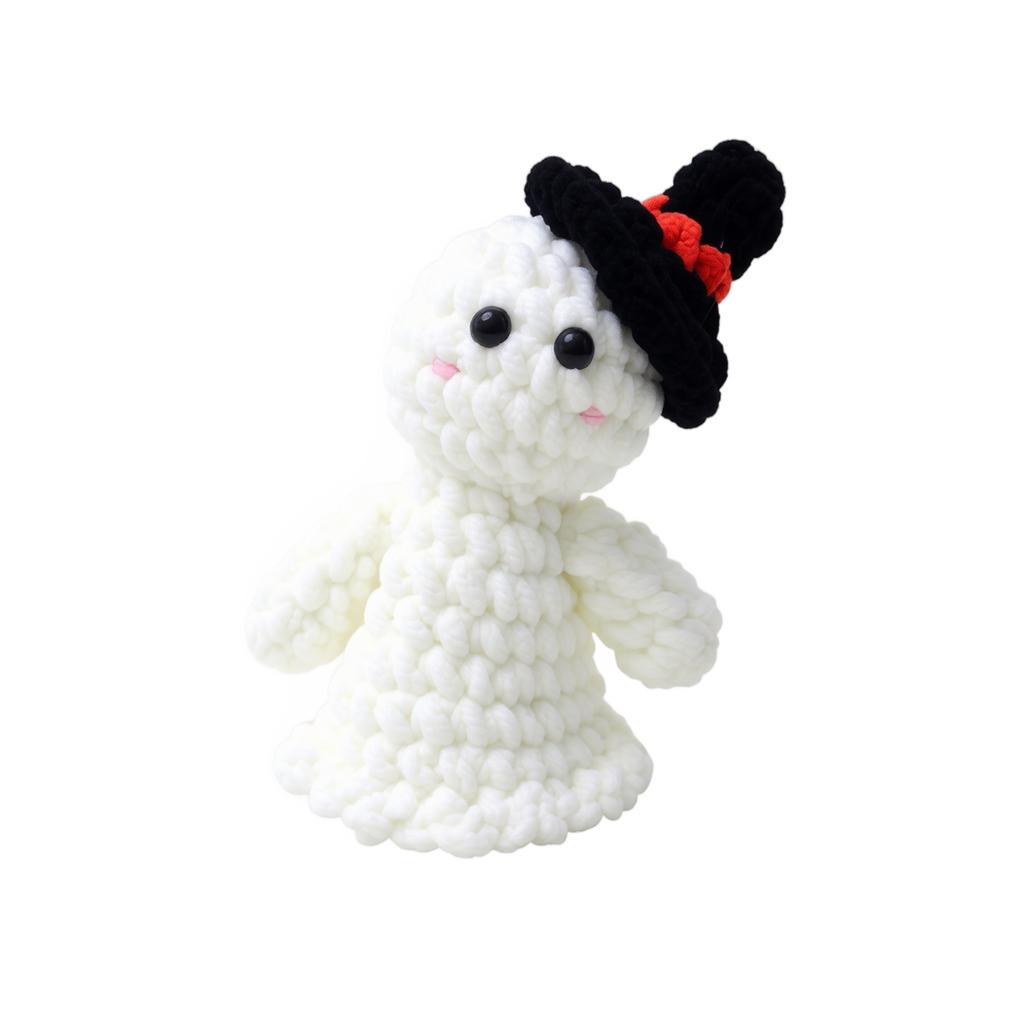 Muñeca de Felpa Tejida a Mano Juguete de Halloween Suave Rellena Amigurumi Fantasma Tejido a Mano Decoración para Exhibición Estacional y Coleccionable