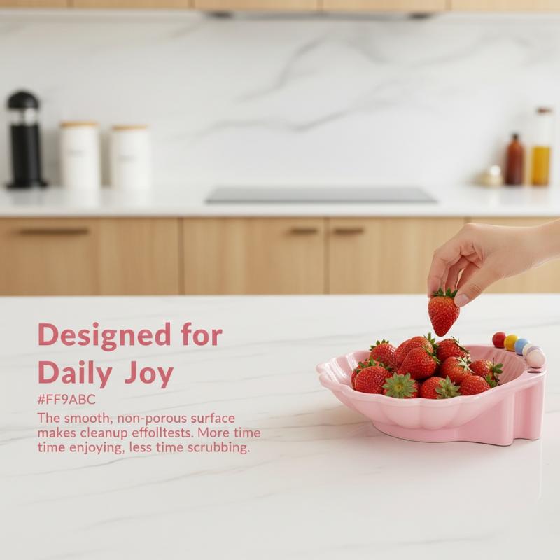 Shell Fruit Plate With Fork Large Capacity Salad Plate Comfortable Grip High-value Appearance Fruit Bowl