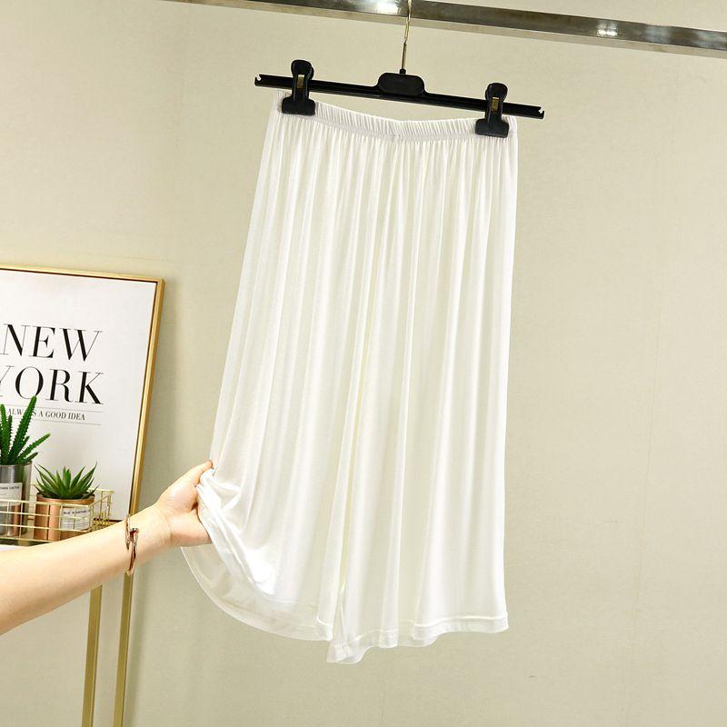 

Модальные летние тонкие свободные домашние кюлоты с высокой талией White Long M (recommended 40.00 kg-60.00 kg