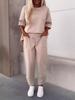 2024 Autumn/Winter Women's Solid Color Crew Neck Long Sleeve Top & Pocket Pants Set