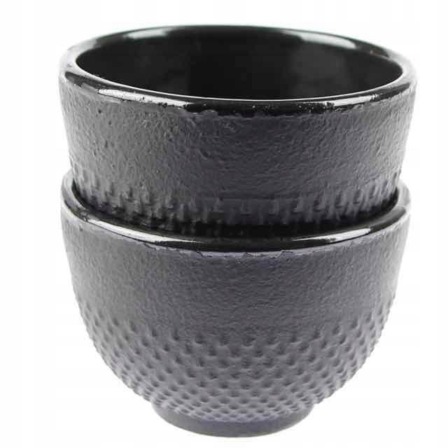 Cast Iron Cups 2 Pcs. Cast Iron Set For Tea And Herbs, Black Enamelled