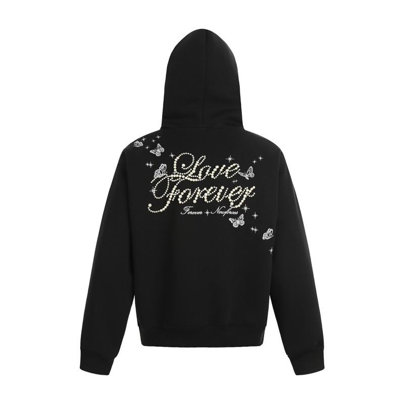 Unisex Oversized Hoodie With Embellished Letter Beading Streetwear Casual Pullover Fall