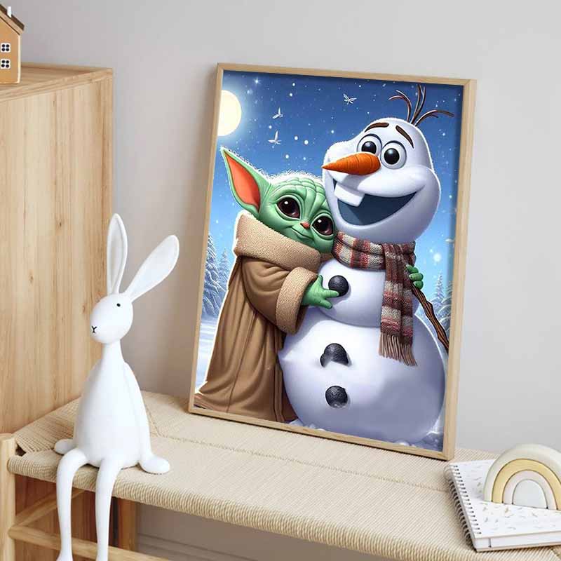 Disney 5D DIY Diamond Painting Decorations Baby Yoda and Olaf Healing Hug Illustration Diamond Embroidery Rhinestone Cross Stitch Set Handmade