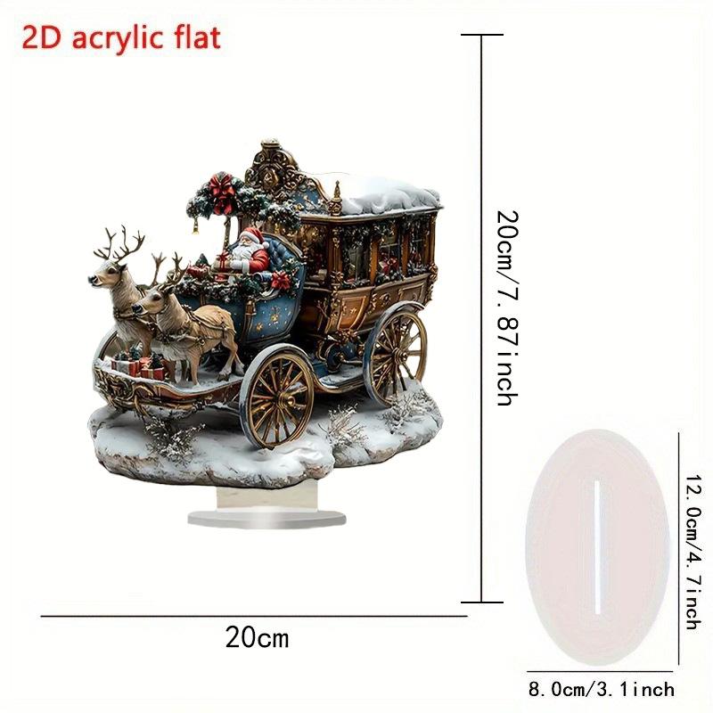 Acrylic Christmas Ornament Seasonal Santa Claus Ornament 2d Acrylic Santa Claus 2d Reindeer Desktop Decoration For Home Decor
