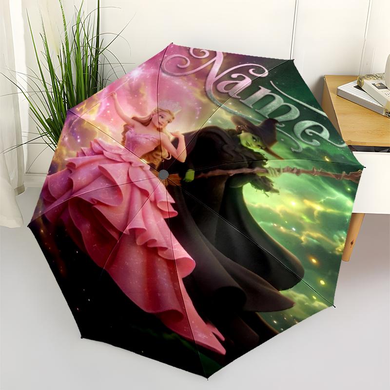 Custom Name Wicked Theme Automatic Umbrella, Lightweight & Portable, 8 Rib, Perfect for Outdoor Travel, Birthdays, Christmas, Gifts.