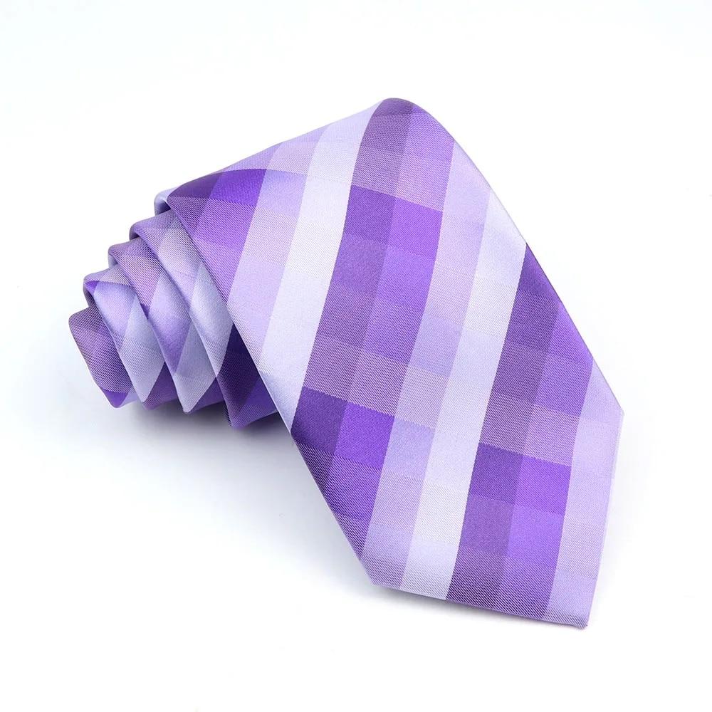 Krawat męski krawat w kratę zielony fioletowy niebieski krawat ślubny biznesowy kołnierzyk dla pana młodego akcesoria prezent