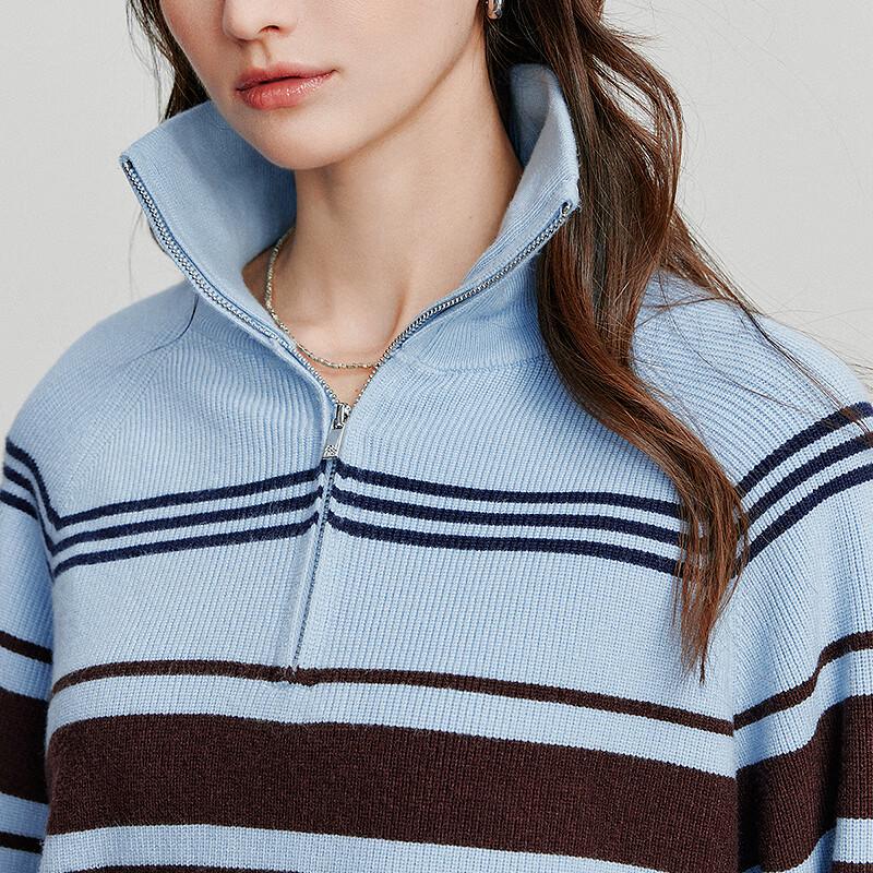 Chuyu Women's Striped Half-Zip Knit Top