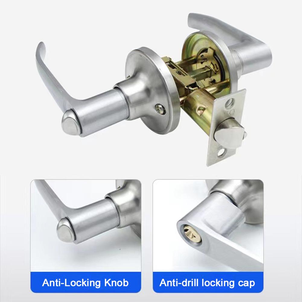 Door Lever Lock with 3 Keys Locking Door Handle Stainless Steel Entrance Door Handles Interior Lever Lock for Bedroom Front Door