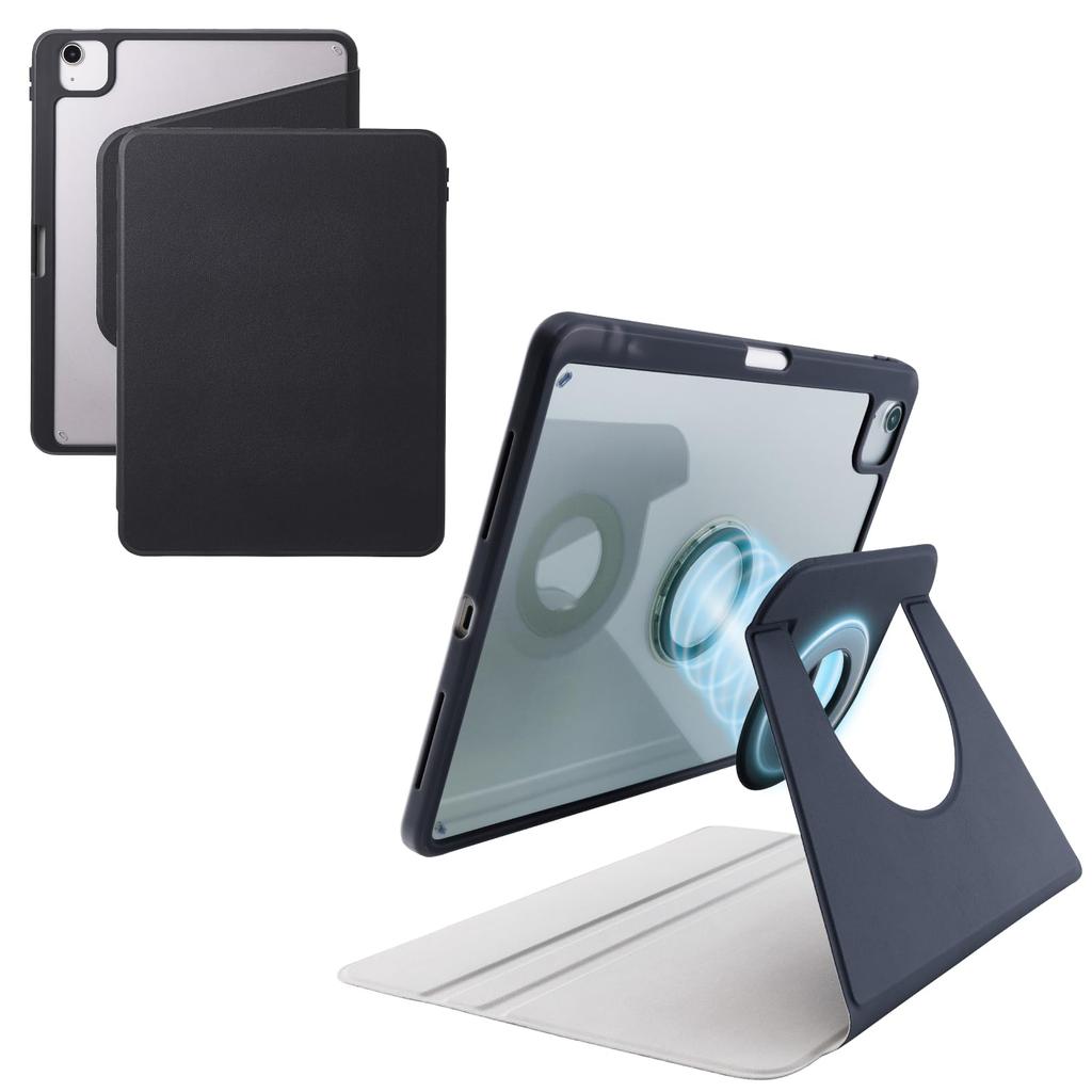 ELECOM iPad Air Case Magnetic Pen 11-inch (M3/M2) 10.9" (5th/4th Generation), 360-Degree Rotation, Portrait/Landscape Orientation, Attachment,