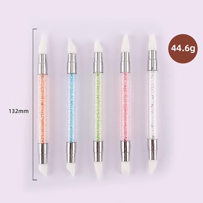 5 szt. Pióro do zdobienia paznokci Dwugłowe Silikonowe Pióro do Rzeźbienia Kwiatów Regulowany Klej w Sztyfcie Pióro do Embossingu Pędzel do Zdobienia Paznokci Każde Narzędzie Domowe