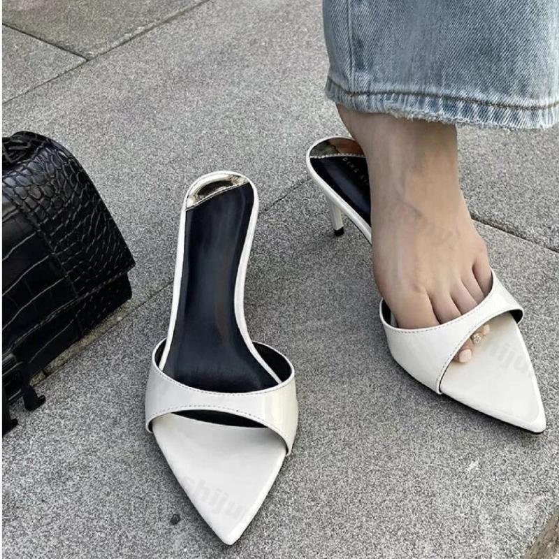 Fashion Women Slippers 2025 New Summer Thin Heel Slippers Pointy Toe Fashion Open Toe Gladiator Sandals High-heel Slippers Zapatos Mujer