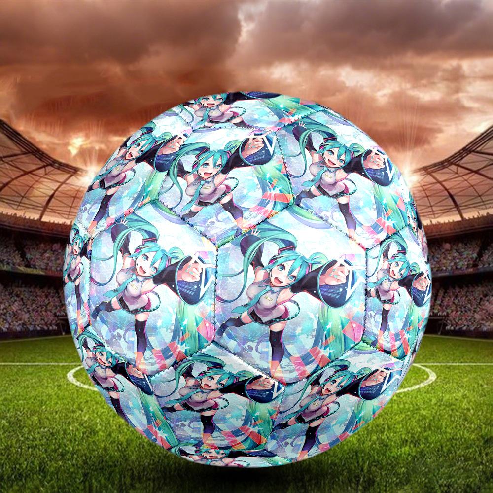 Miku Anime Indoor Soccer Ball Size 5 Colorful All Ages Machine Stitched PVC Competition Ready Durable High-Bounce