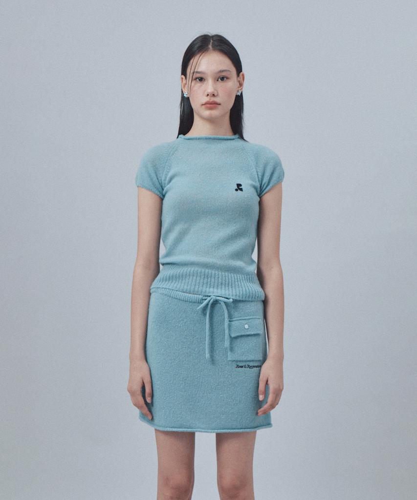 REST&RECREATION Raglan Half Sleeve Knit Top - Sky Blue