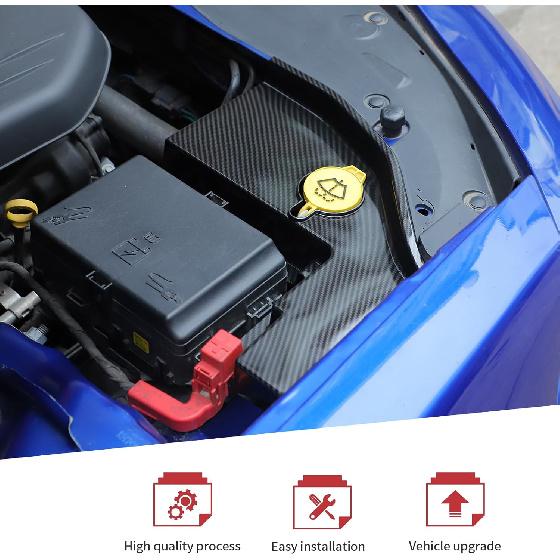 JeCar Kohlefaser Scheibenwaschbehälter Motorraum Staubschutz Zubehör für Dodge Charger 2011+ & Challenger 2015+