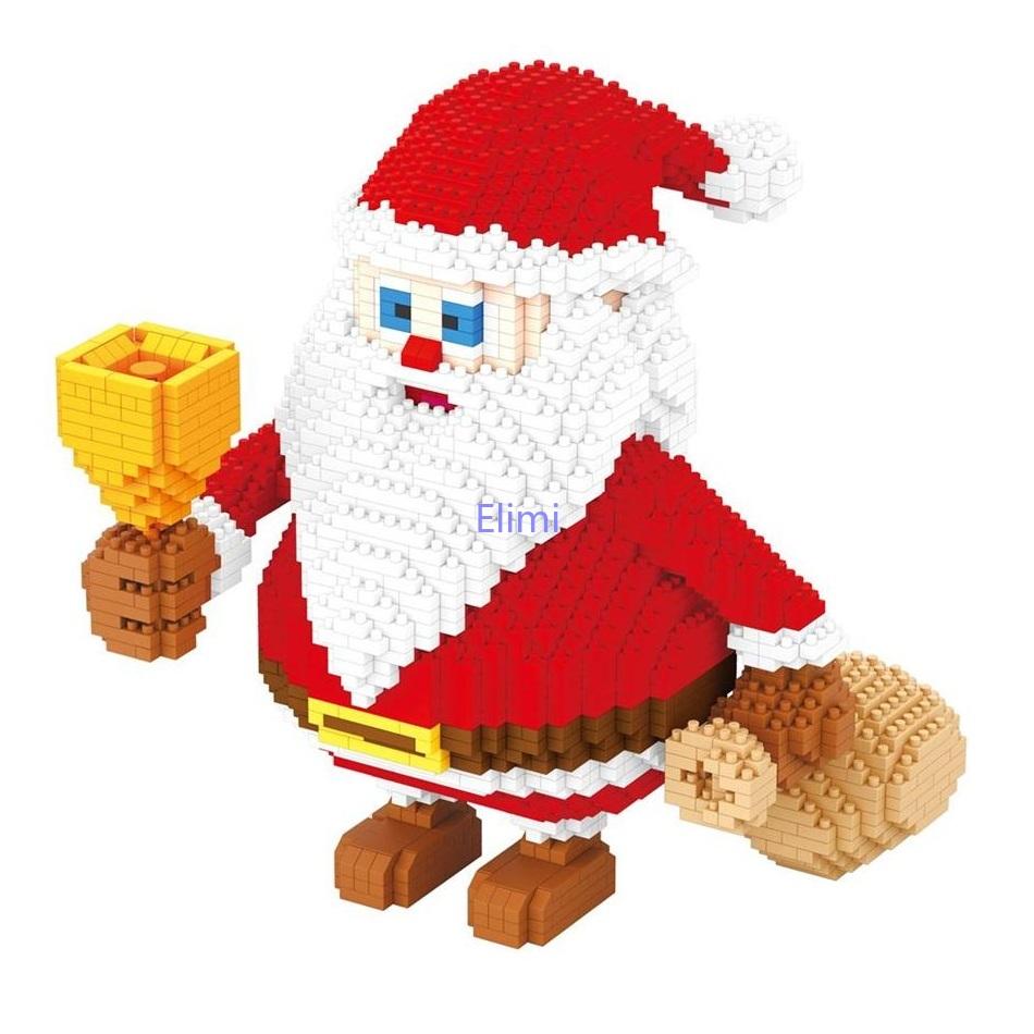 Plastic Mini Blocks Santa Claus Christmas Tree Plastic Brick Fun Elk Brinquedos For Gift New Year Girls Present Snowman Toy