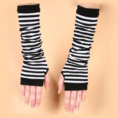 Fashion Women Lady Striped Elbow GlovesFingerless Gloves Elbow Mittens Christmas Accessories Gift
