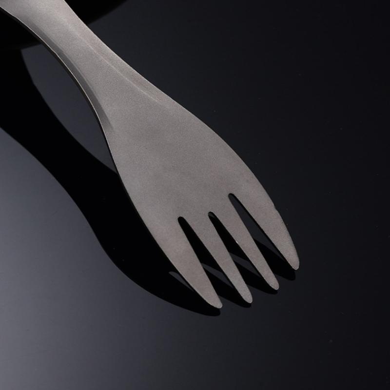 Titanium Alloy Outdoor Portable Multi-Function Fork Spoon Camping Dual-Purpose Spoon Suitable For Hiking Picnic Travel