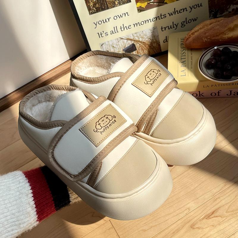 Velcro cotton slippers women's winter 2025 new indoor fashion thick bottom warm cotton drag women