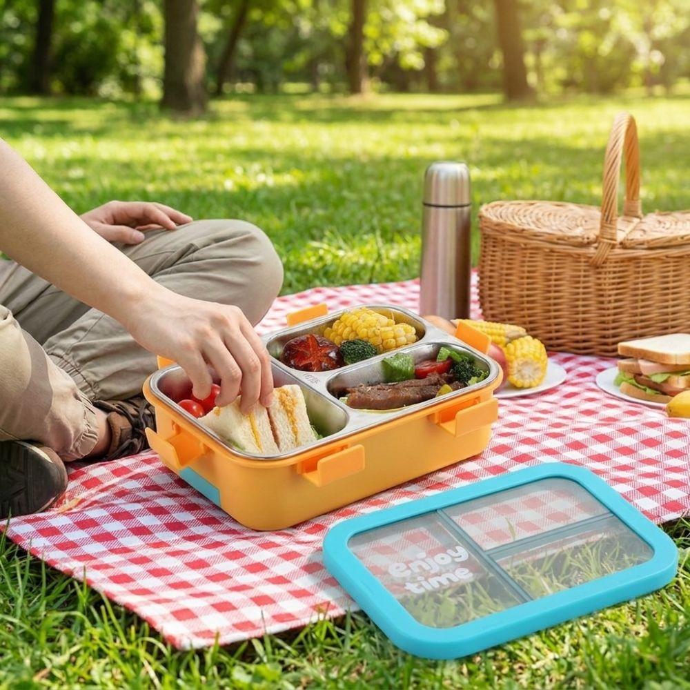 Leak-proof Divided Compartments Insulated Lunch Box Sealed Lid Food Container School Lunch